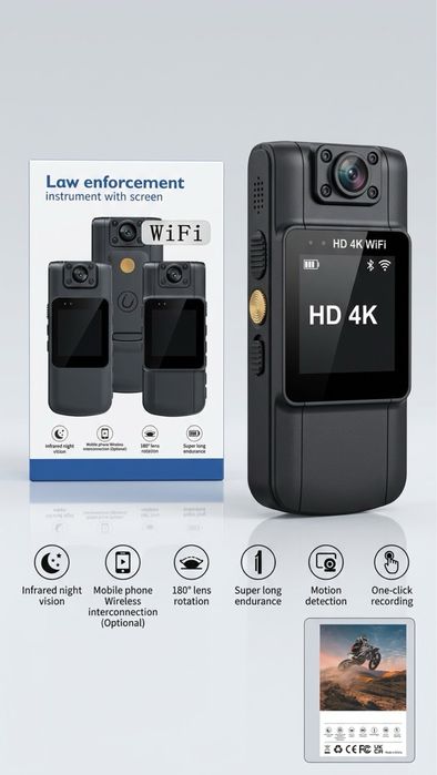 Портативный регистратор HD 4K WiFi / Ночная съемка (Новый)