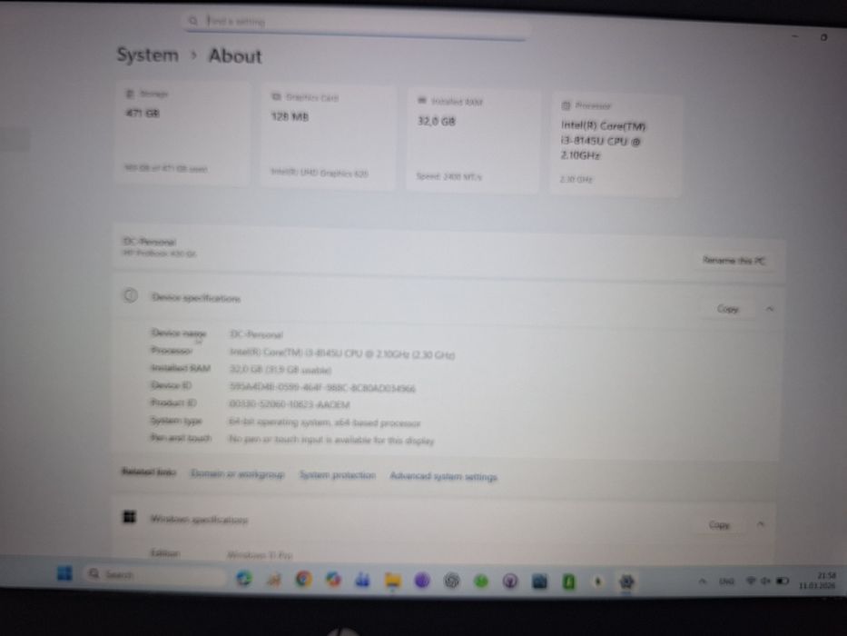 Laptop HP ProBook 430 G6 Intel Core I3 8th Gen Ram 32Gb