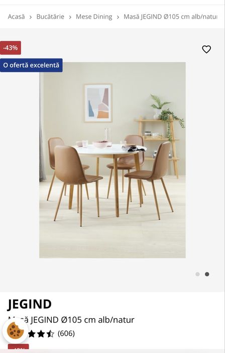 Masa rotunda cu diagonala 105 cm noua, din depozit Jisk