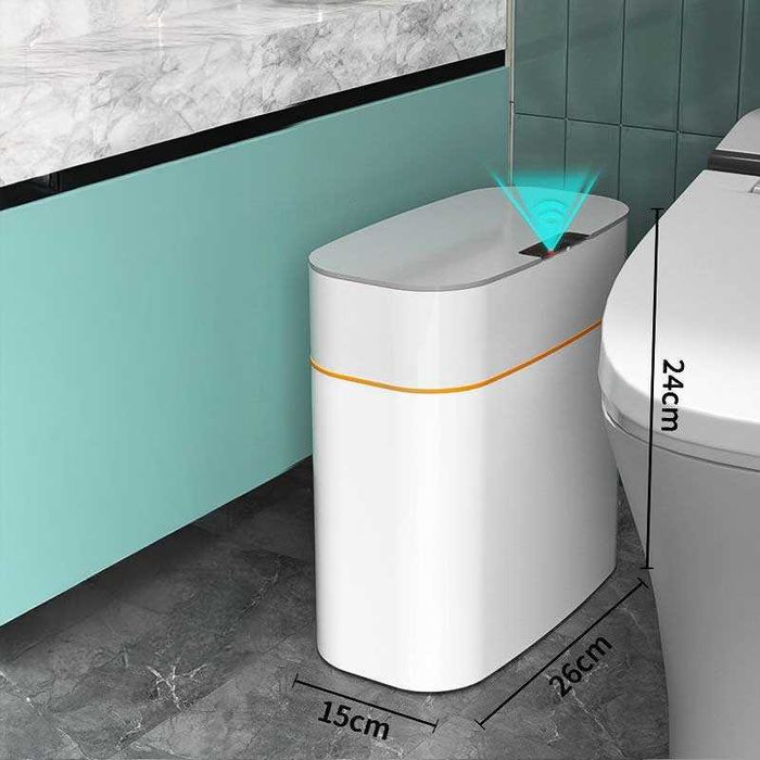 Автоматичен кош за боклук с капак и сензор, 13 л, с включени батерии
