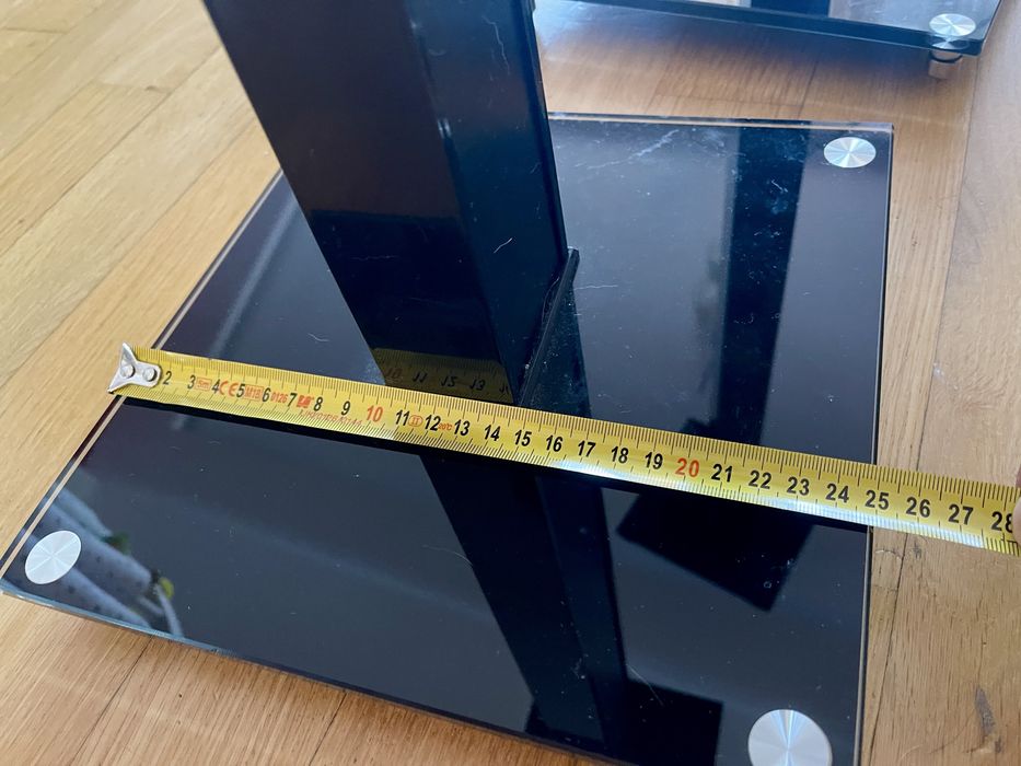 Standuri boxe Hi-Fi 73 cm – pereche, sticlă și metal, cablu ascuns