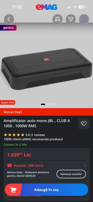 Subwoofer auto JBL + statie JBL + condensator