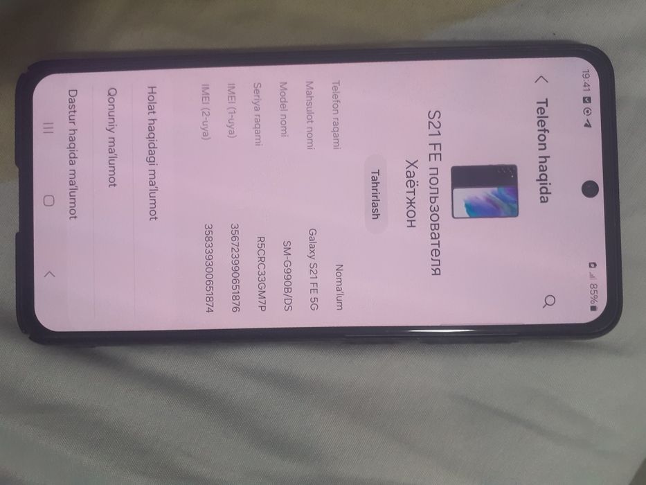 Samsung s21 fe 5g 1simkarta joyi emalkadan otmagan