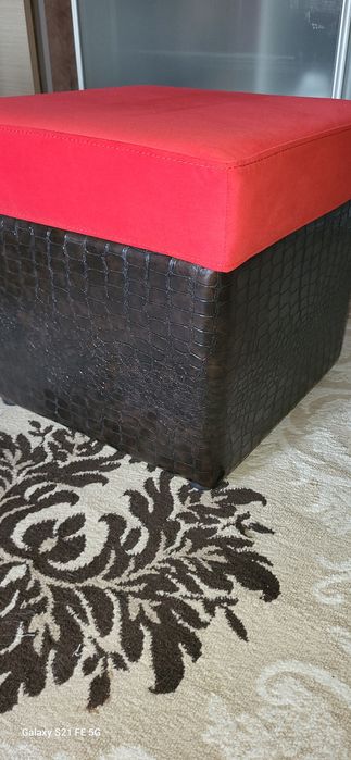 Продам пуфик, кожа + велюр