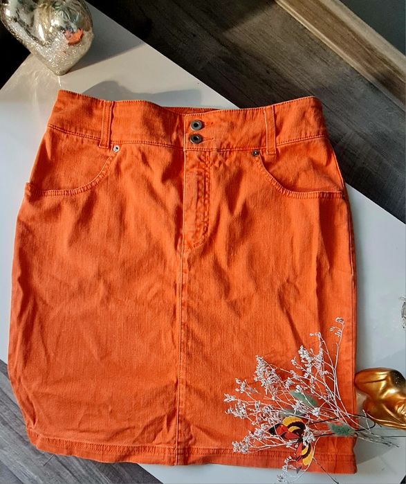 Fusta denim portocalie
