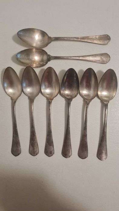 Посребрени лъжици,  чиния и лъжица за салата