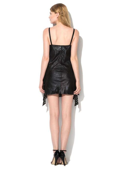 JUST CAVALLI – Къса рокля от ест. кожа и декоративни капси S/40 нова