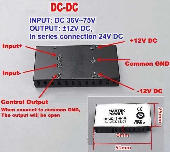 Convertor DC-DC 36V-75V in ±12V, Nou ambalat!