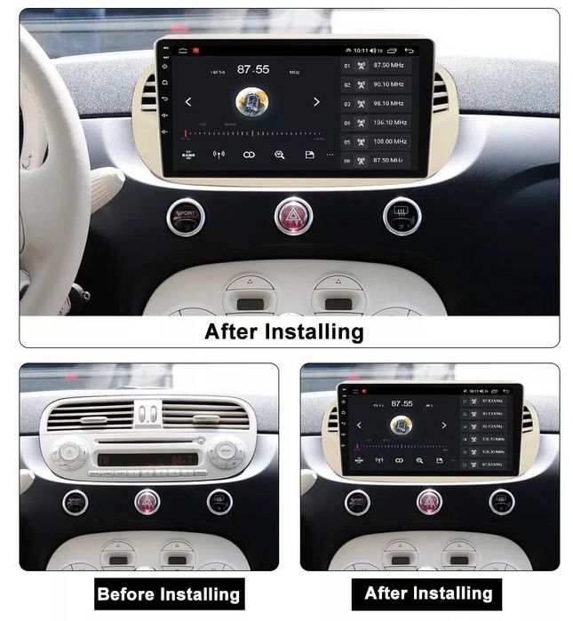 Navigatie Android 14 FIAT 500 1/8 Gb Waze CarPlay Android Auto Camera