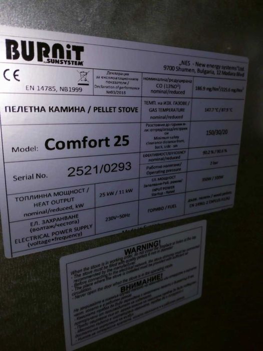Камина на пелети Burnit Comfort 25
