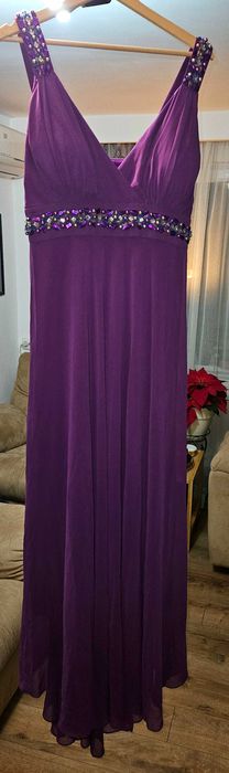 Rochie lunga mov cu pietre aplicate,marimea 46