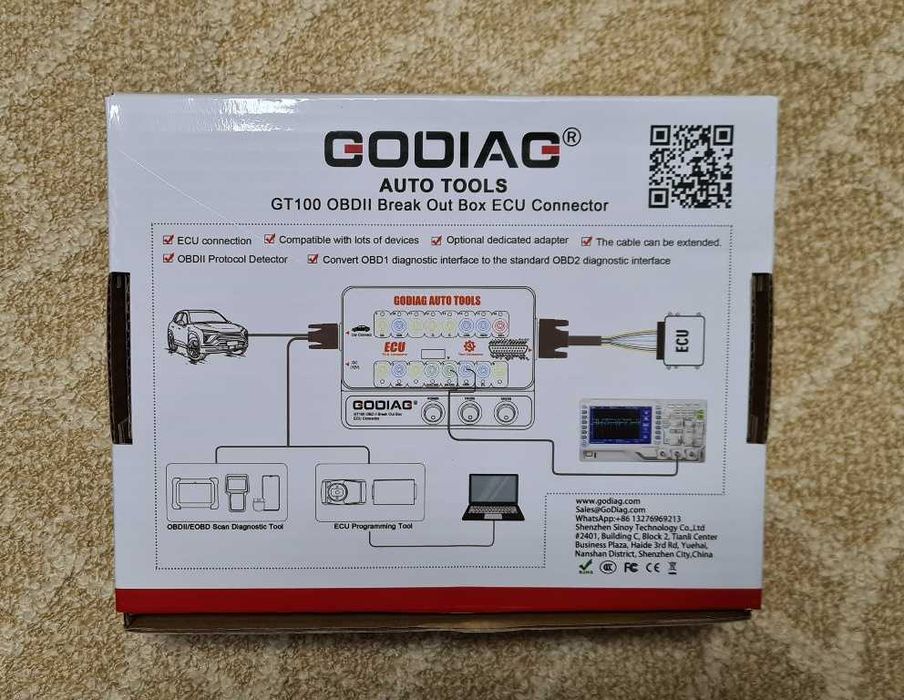 GODIAG GT100 AUTO TOOLS OBD II Break Out Box ECU Connector