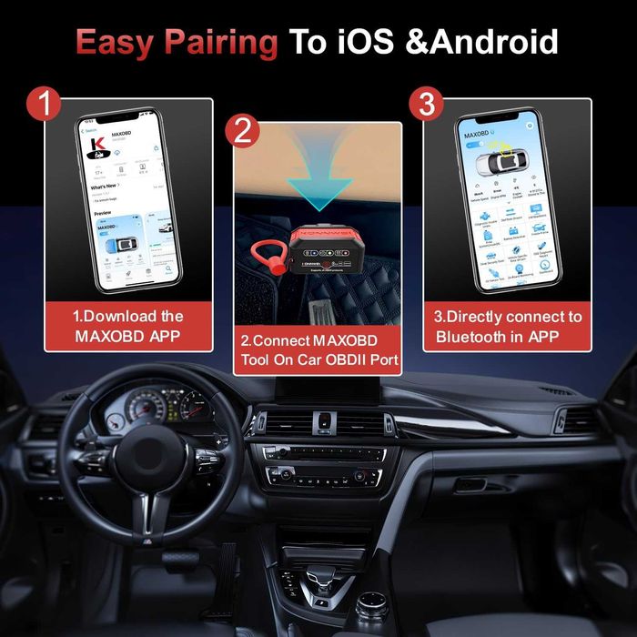 OBD2 диагностика KONNWEI KW906, Bluetooth 5.2 Android IOS съвместим OBDII