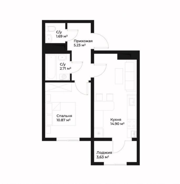 Продается 1 комнатная квартира в ЖК Assalom Bog'lar (Golden house)