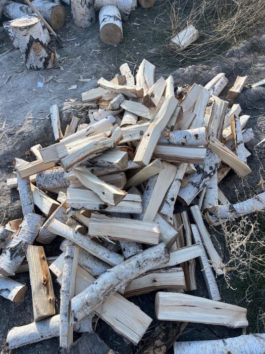Дрова береза в мешках и кубами