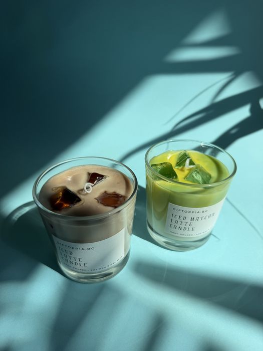 Ръчно излята свещ от соев и гел восък - ICED MATCHA LATTE