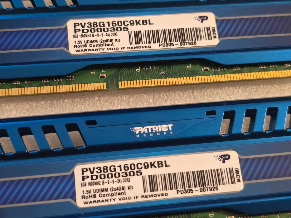 Kit RAM memorie Patriot Viper 3 Blue 8GB (2x4GB) DDR3 1600MHz CL9 1.5V UDIMM PV38G160C9KBL