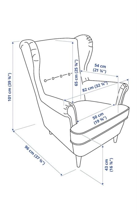 Кресло IKEA Страндмон , обивка ткань, синий
