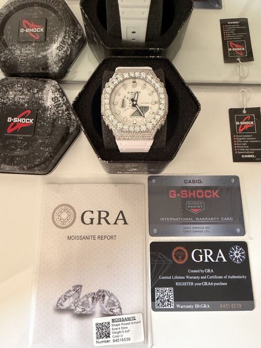 Casio G-Shock CasiOak Custom White Iced Out