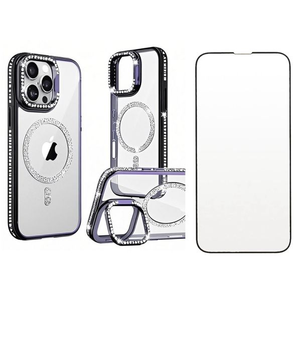 Husa Luxury Stone si Folie Sticla Anti Static Iphone 16/PRO 16 PRO MAX