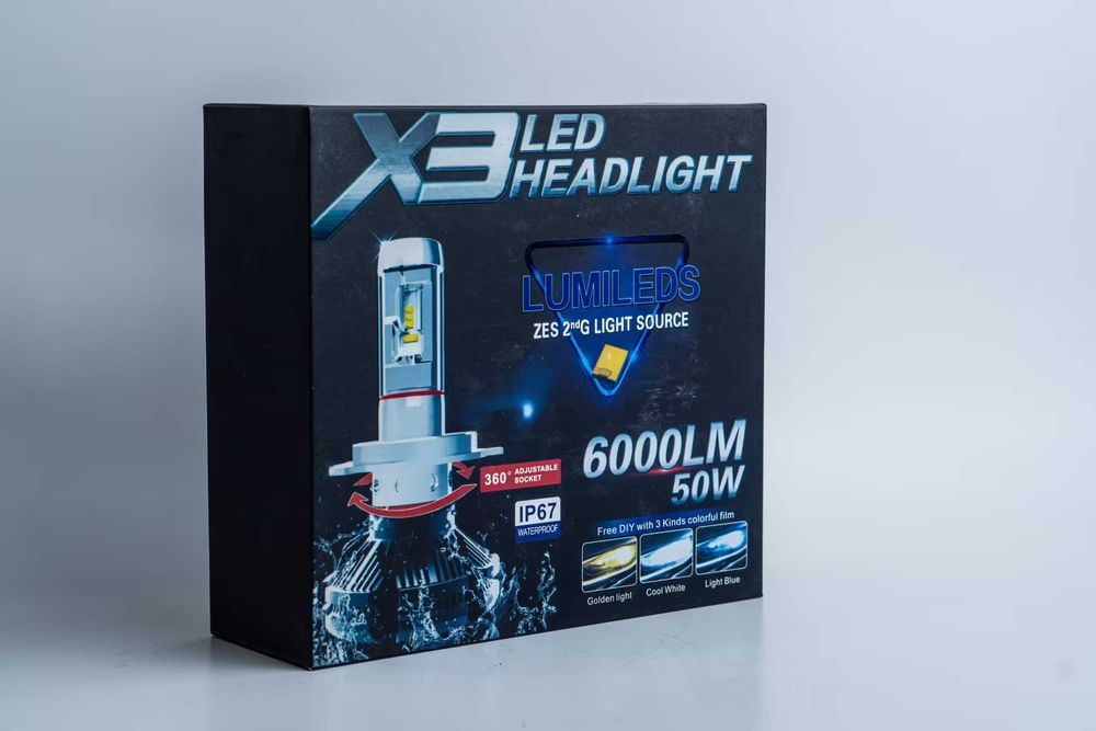 LED / ЛЕД Крушки X3 12000lm H7 H4 H3 HB3 H1 с 12м. Гаранция
