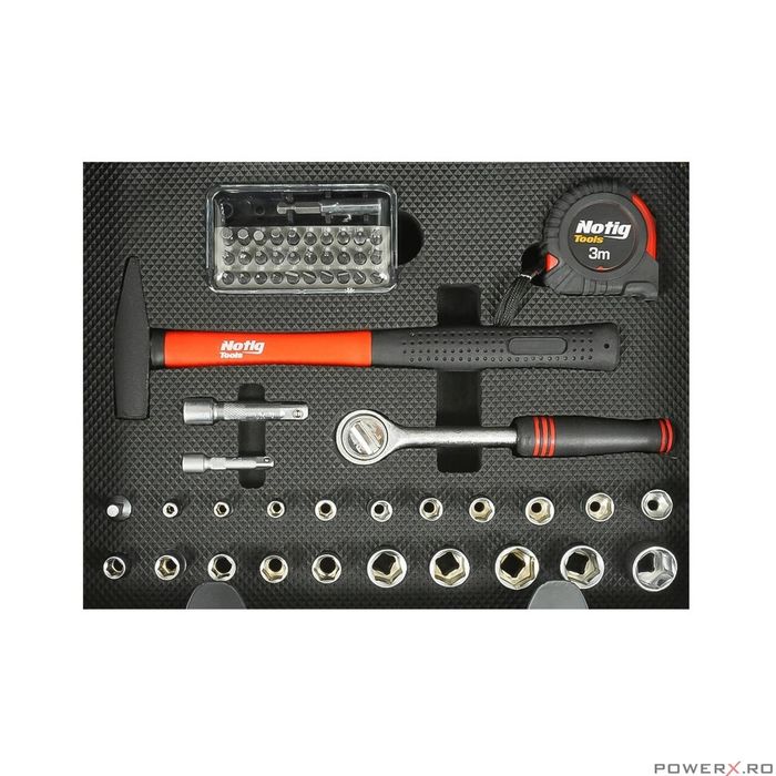 Trusa scule, chei, 90 piese, cutie aluminiu, Notig