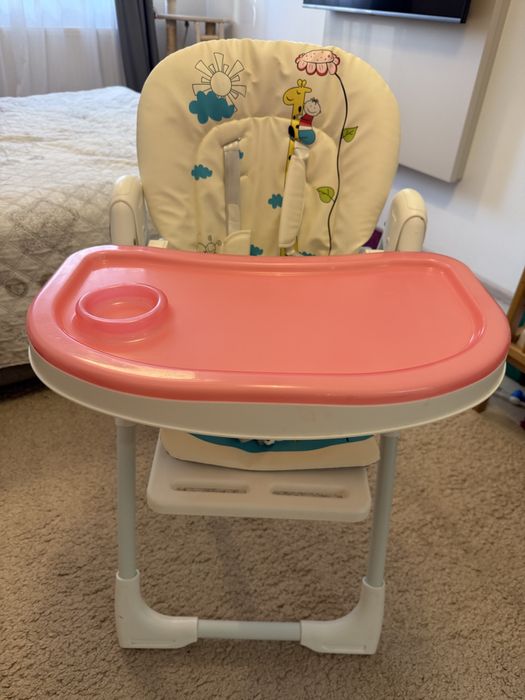 Scaun de masa Wunderkid Play, Alb/Roz