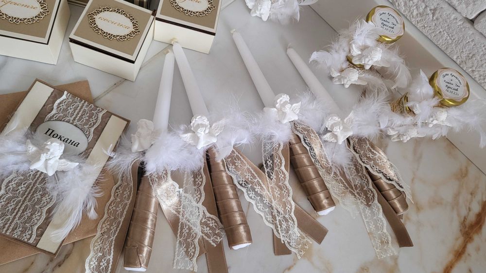 Комплект с аксесоари  за кръщене  "ANGELES "