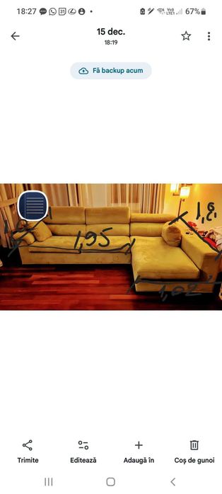 Coltar confortabil verde/oliv, 3+ locuri, material textil moale