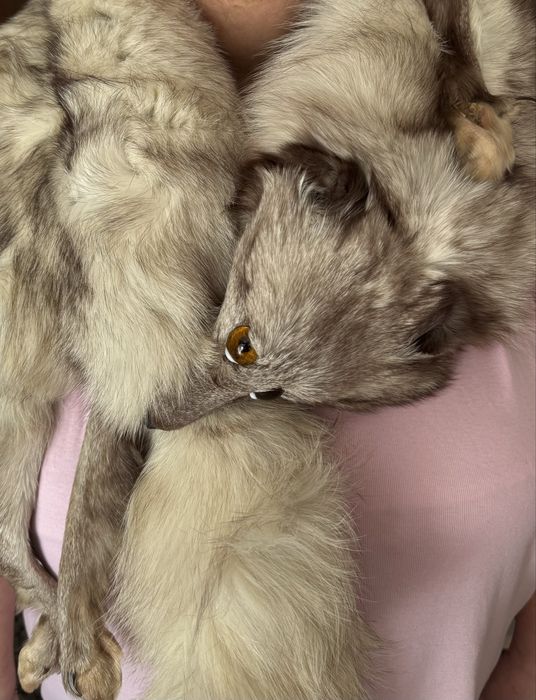 Guler din blana de vulpe polara