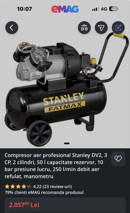 Compresor profesional Stanley DV2, 3CP, 2 cilindri