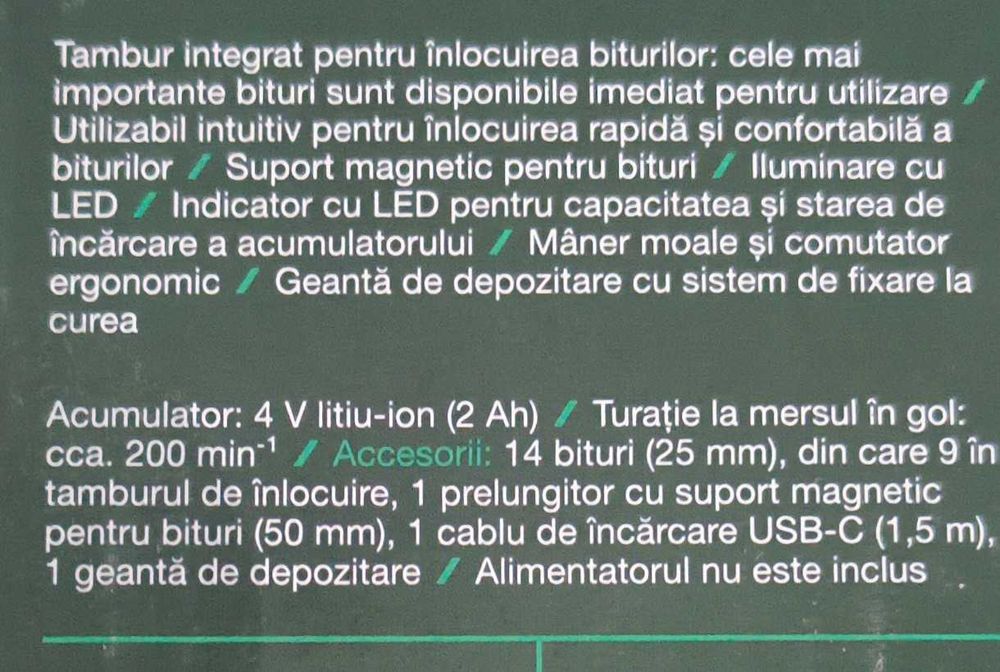 Surubelnita cu acumulator 4V Parkside