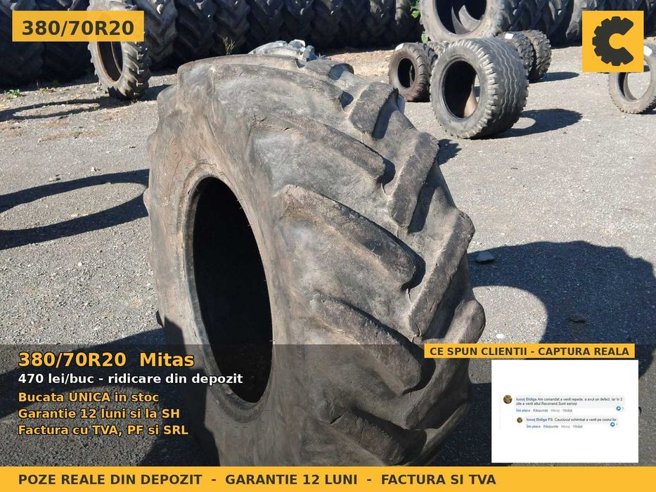 Anvelope Cauciucuri 380/70R20 380/70 R20 380 70 R20 3807020 Mitas Tractor Punte Fata SH Second Hand GARANTIE Factura TVA Livrare Rapida Stoc Real