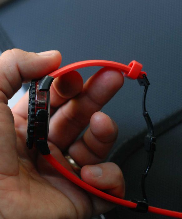 Ceas scuba diver - curea silicon rosu - mecanism japonez