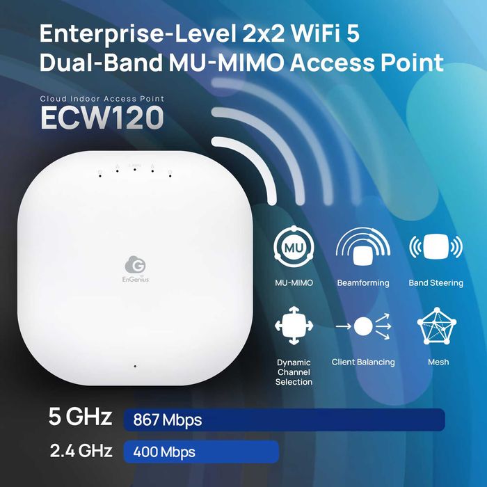 Access Point EnGenius 11ac 2x2 ECW120Cloud Managed Wave 2 WiFi 5