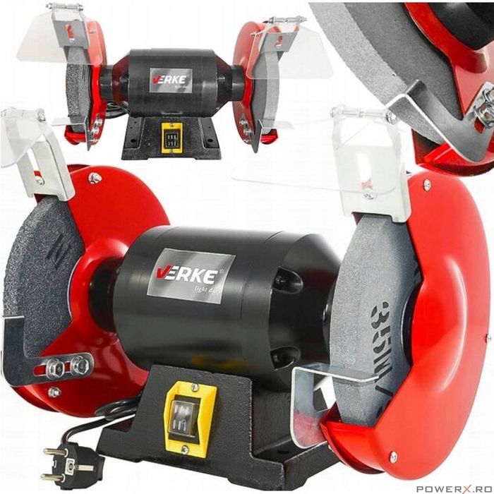 Polizor de banc cu 2 pietre, 200 mm, 350 W, Verke