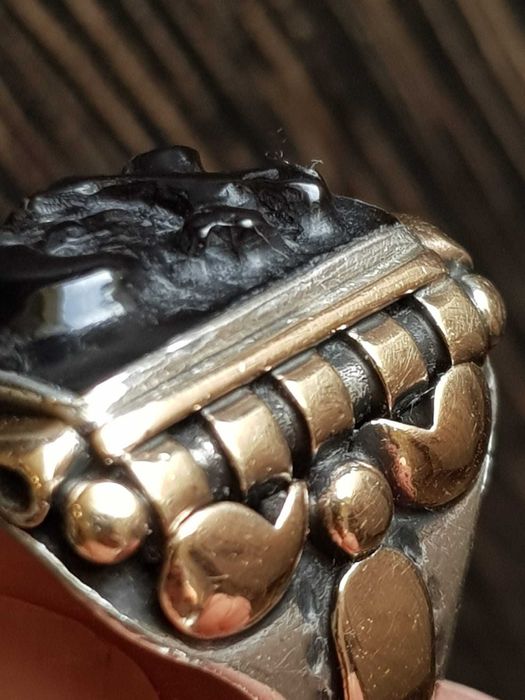 Inel vintage argint si aur ofiter german WWII