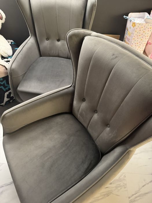 Сив фотьойл кадифена дамаска