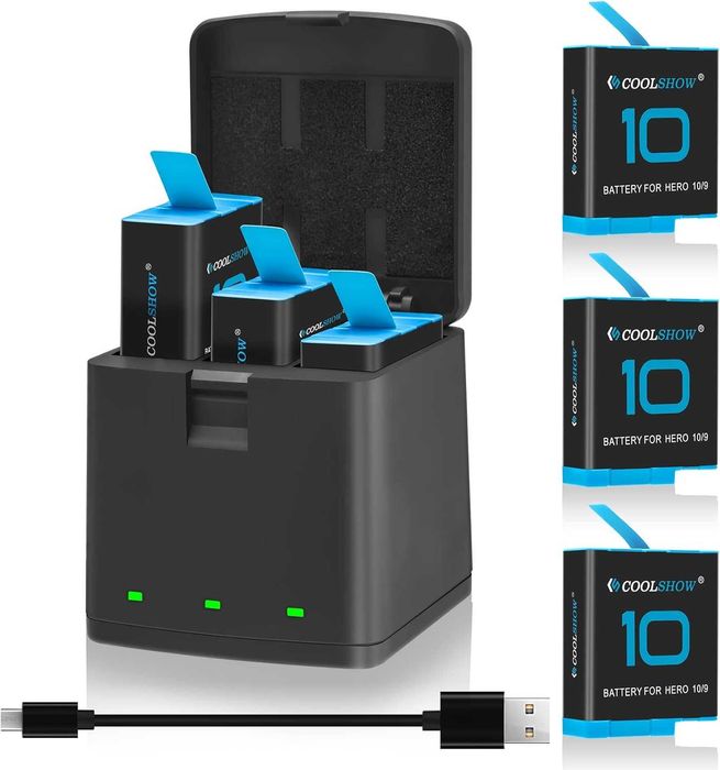 Комплект от 3 батерии и кутия COOLSHOW Hero 12/11/10/9-1800mAh