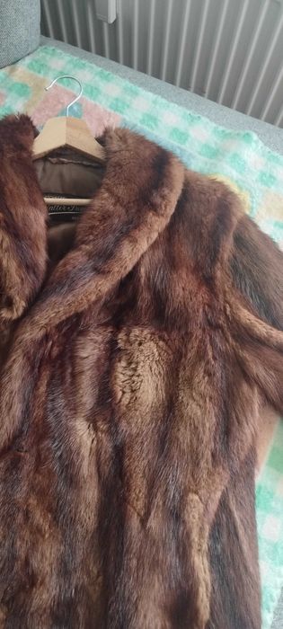 Палто от естествена кожа с косъм