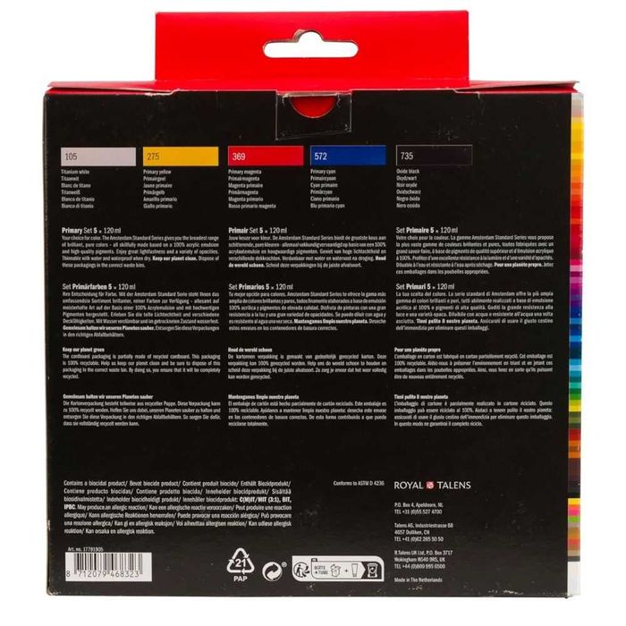 Amsterdam Комплект акрилни бои 5 цвята в тубички 120 мл