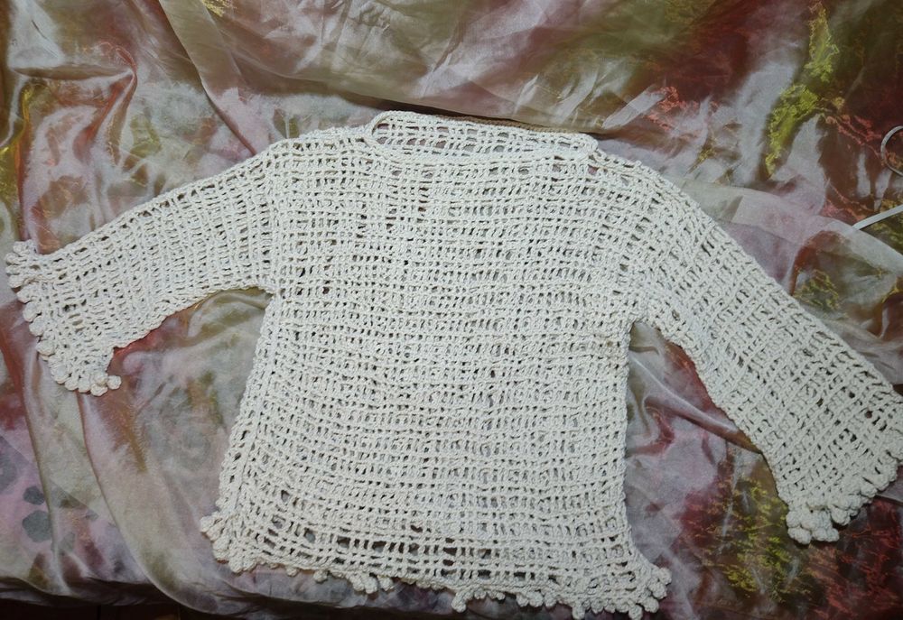 Bluza bumbac, croșetată manual