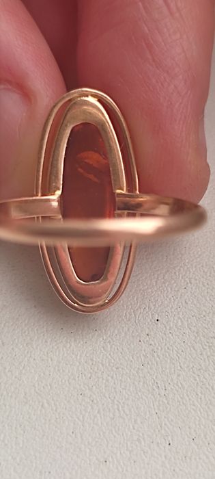 Советское золотое кольцо с янтарём