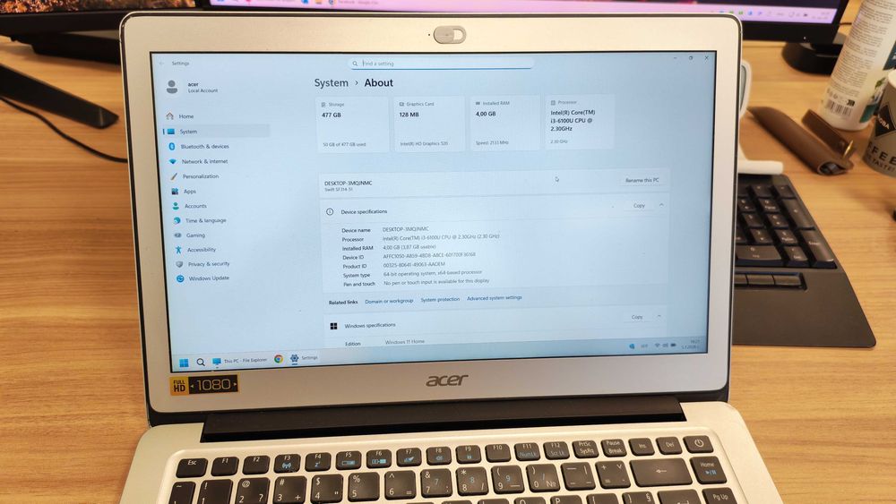 Продавам лаптоп Аcer swift SF314