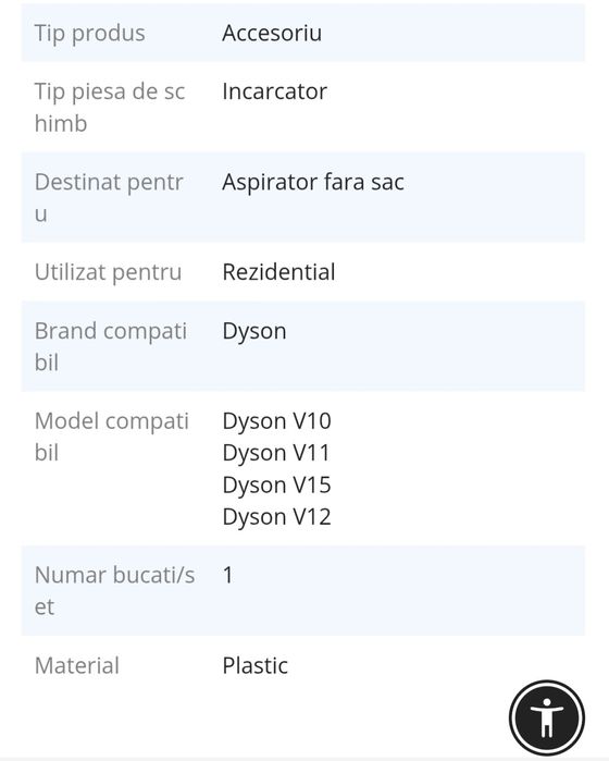 Alimentator Dyson(30volti) v.10,v11,v12,v15