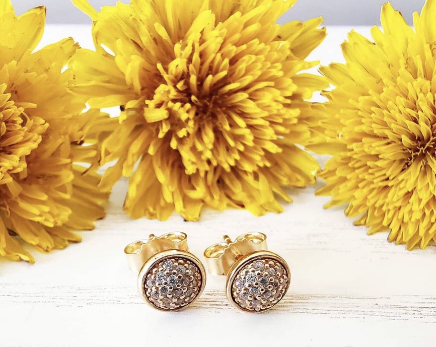 Серьги и кольцо Pandora оригинал золото 585