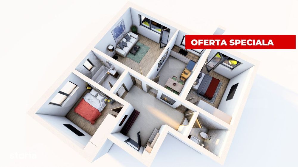 Apartament 3 camere, 2 bai , 78 mp + 15 mp terasa — fotografia 1