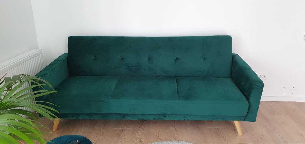 Canapea extensibila catifea verde