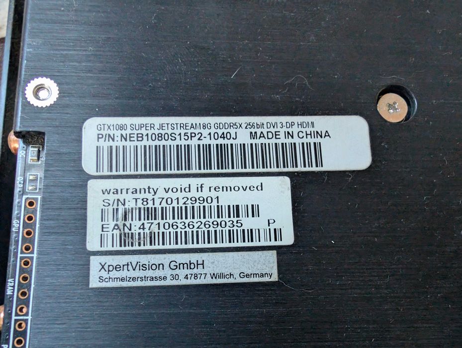 Palit Geforce GTX 1080 8 GB Super JetStream 8GB GDDR5X