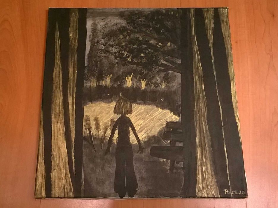 Gothic Art * tablou modernist abstract deviant art semnat 50x50 ulei panza colectie
